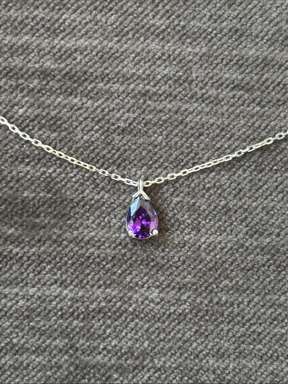.925 Sterling Silver OVAL CABLE CHAIN LINK AMETHYST NECKLACE Fine Jewelry Vtg